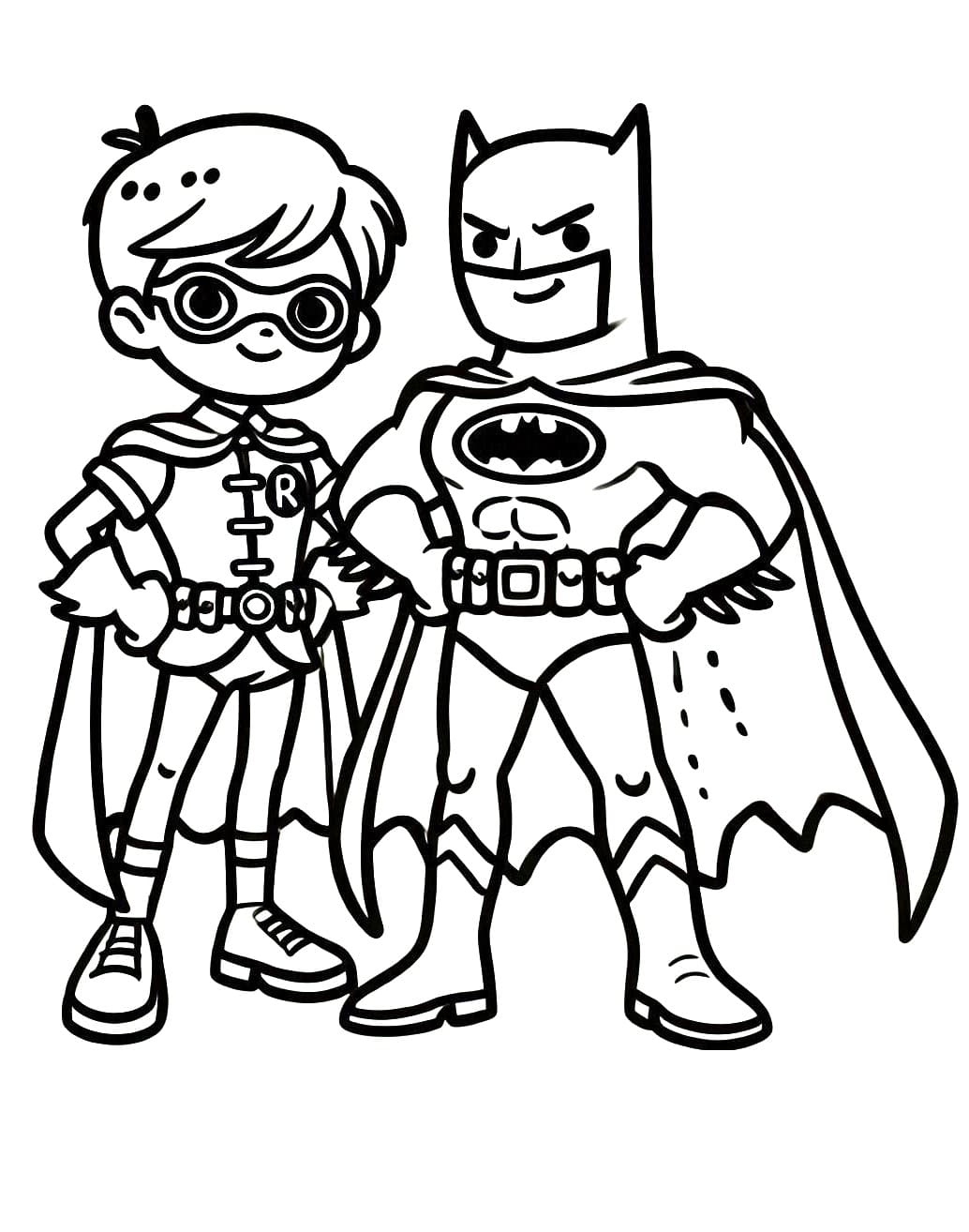 Desenho de Foto de Batman e Robin para Colorir