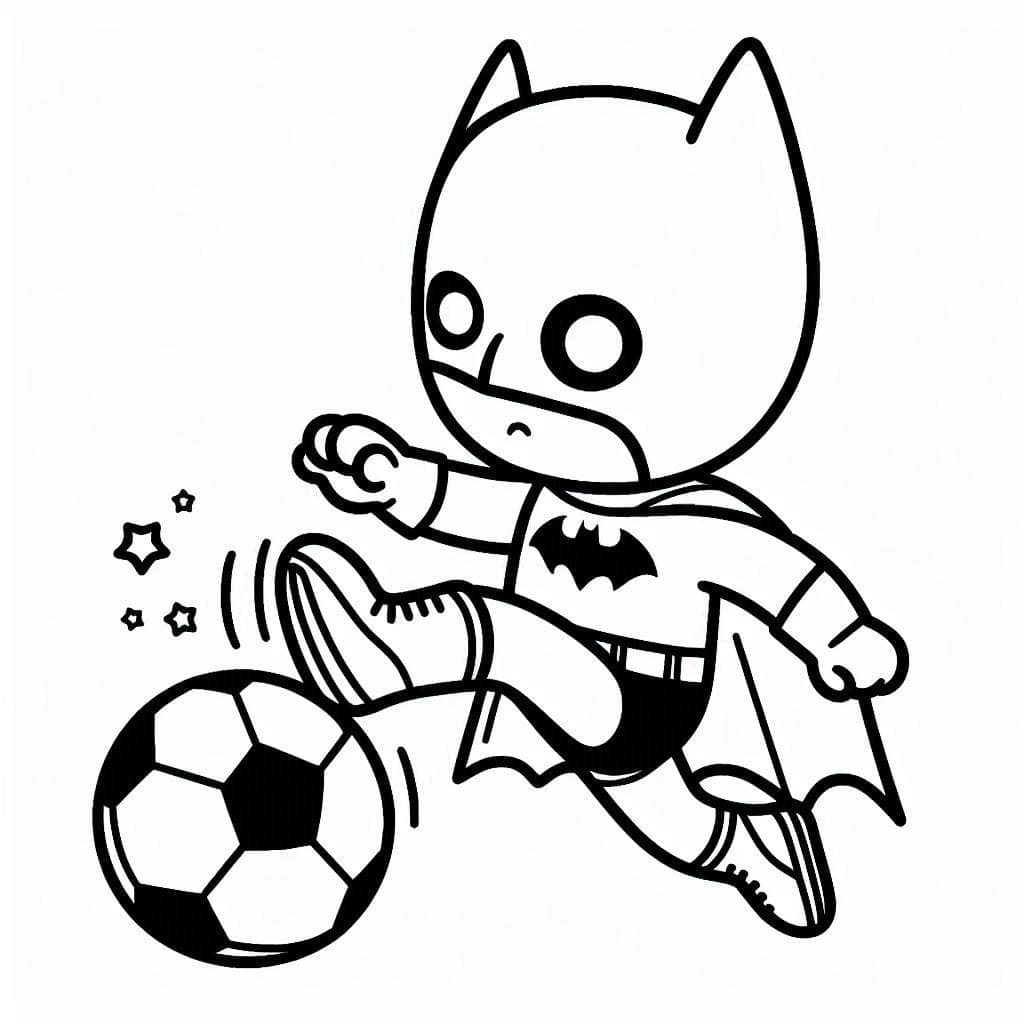 Desenhos de Batman Jogando Futebol para Colorir