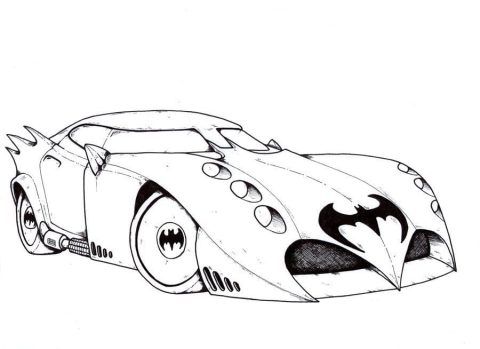 Desenho de Batmovel para Pintar de graça