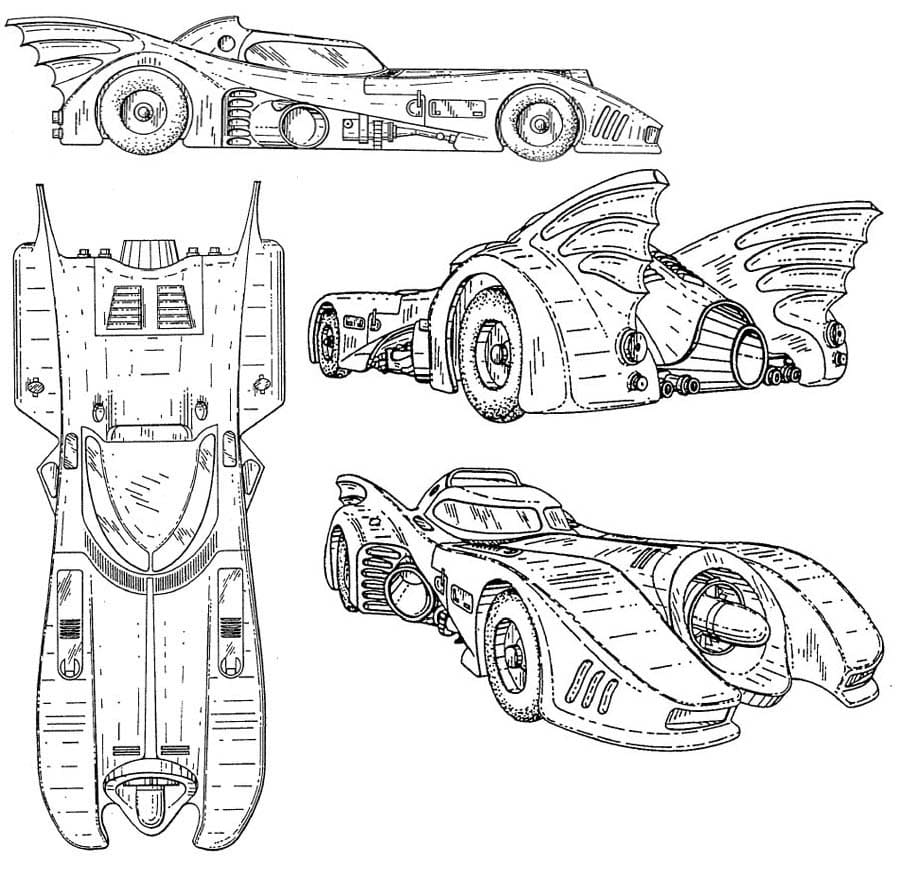 Desenho de Carro Batmovel para Colorir