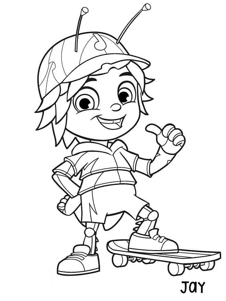 Desenho de Jay em Beat Bugs para Colorir
