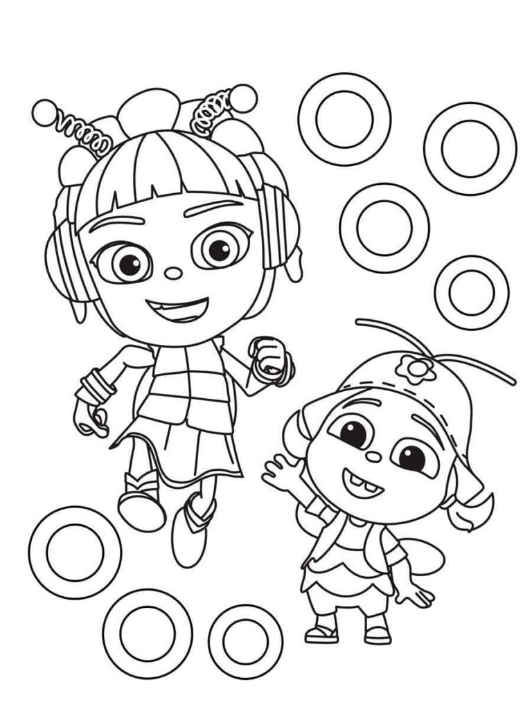 Desenho de Kumi e Buzz de Beat Bugs para Colorir