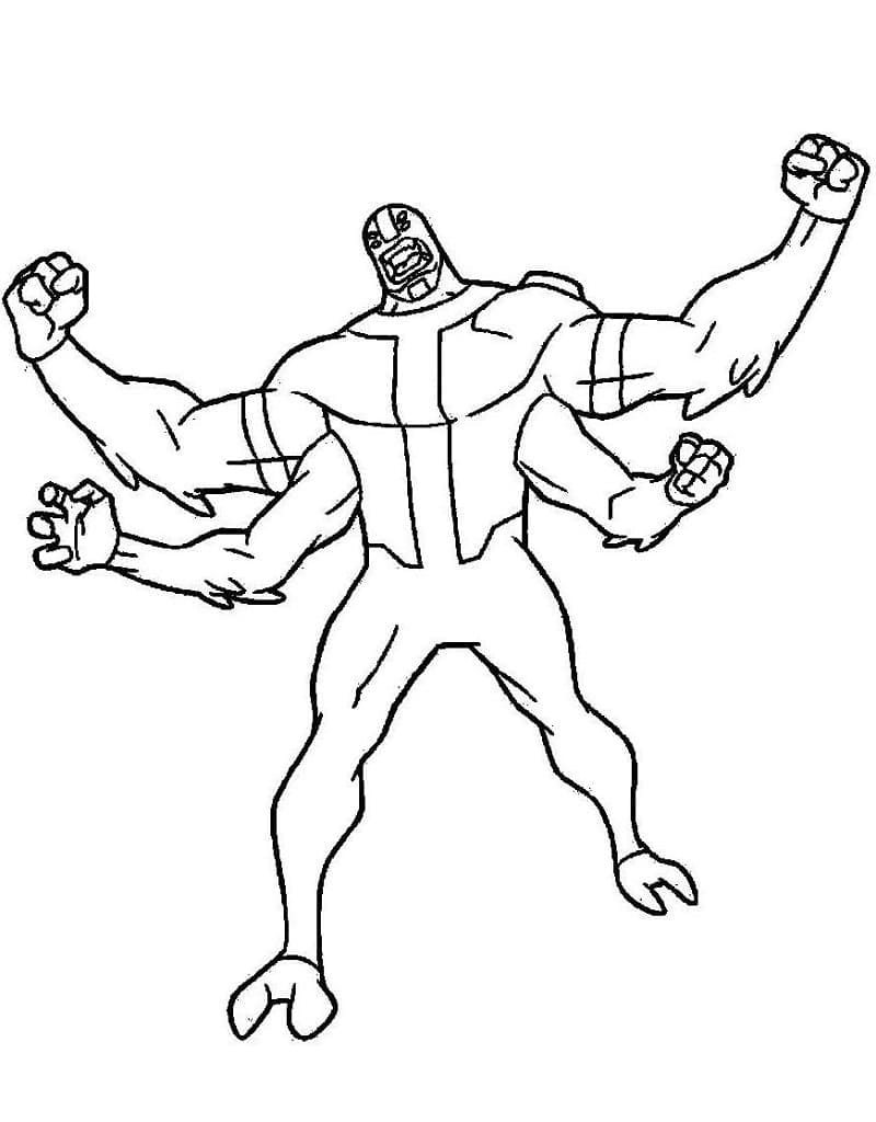 Desenho de Ben 10 Quatro Braços para Colorir