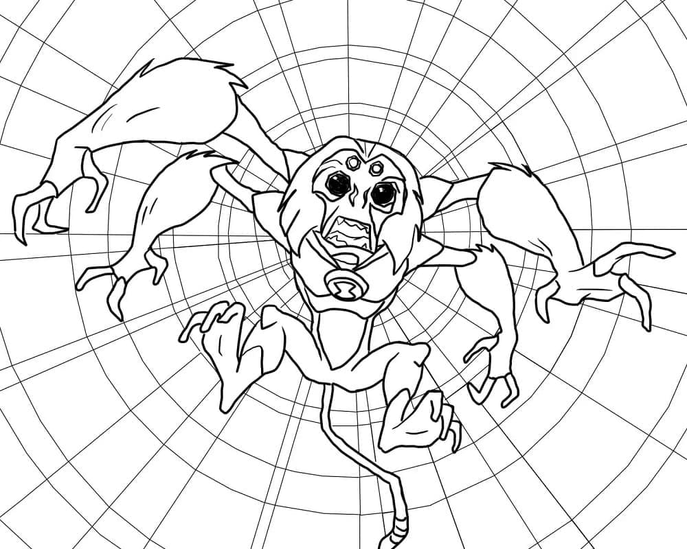 Desenho de Ben 10 Spidermonkey para Colorir