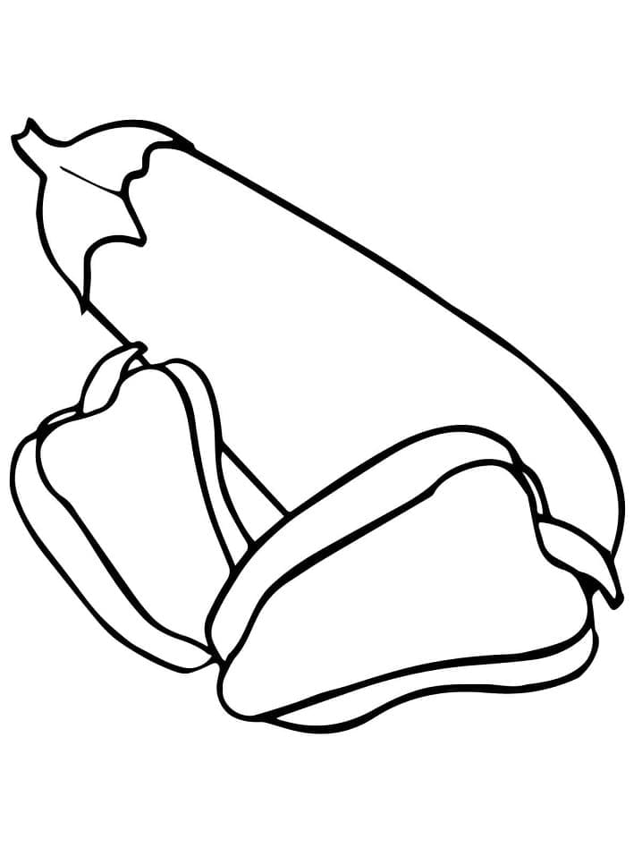 Desenho Berinjela e Pimenta Vermeha para Colorir