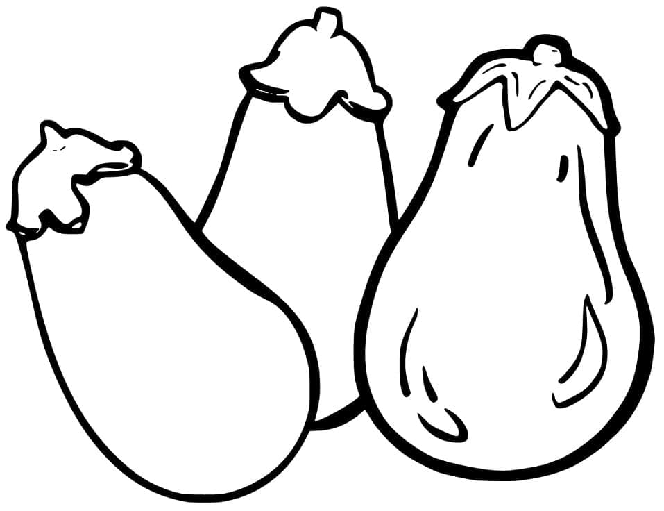 Desenho Três Berinjelas para Colorir