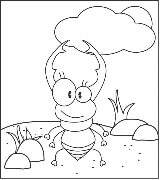 Desenho Besouro de Desenho Animado para Colorir