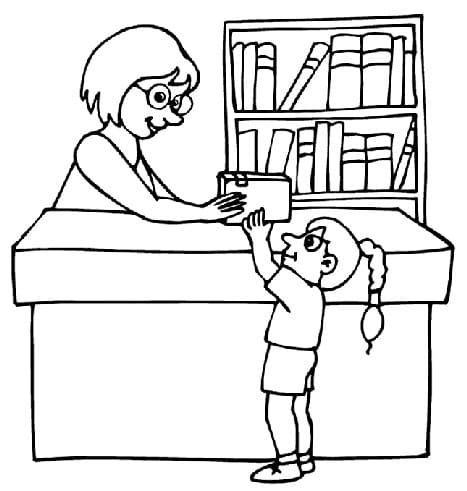 Desenho de Biblioteca Pública para Colorir e Imprimir Grátis