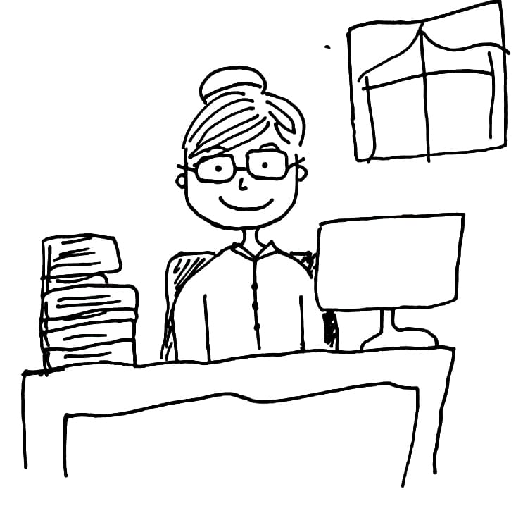 Desenho de Bibliotecária Sorridente para Colorir e Imprimir Grátis
