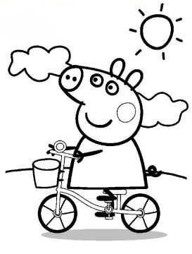 Desenho Pdf da Peppa Pig de Bicicleta para Colorir Download