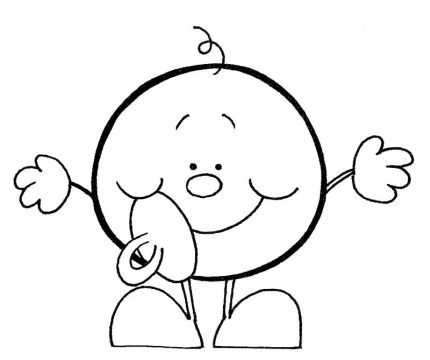 Desenho de Carinha Chupando Bico para Colorir