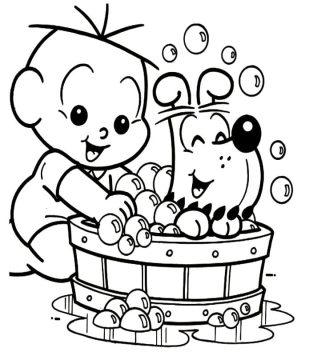 Desenho de Cebolinha com Bidu para Colorir