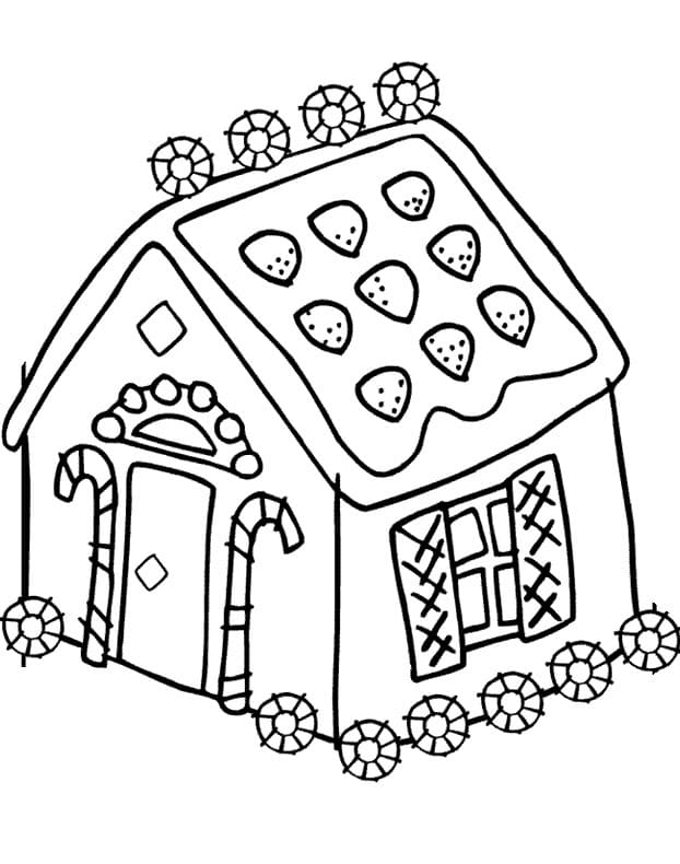 Desenho de Adorável Casa de Gengibre para Colorir