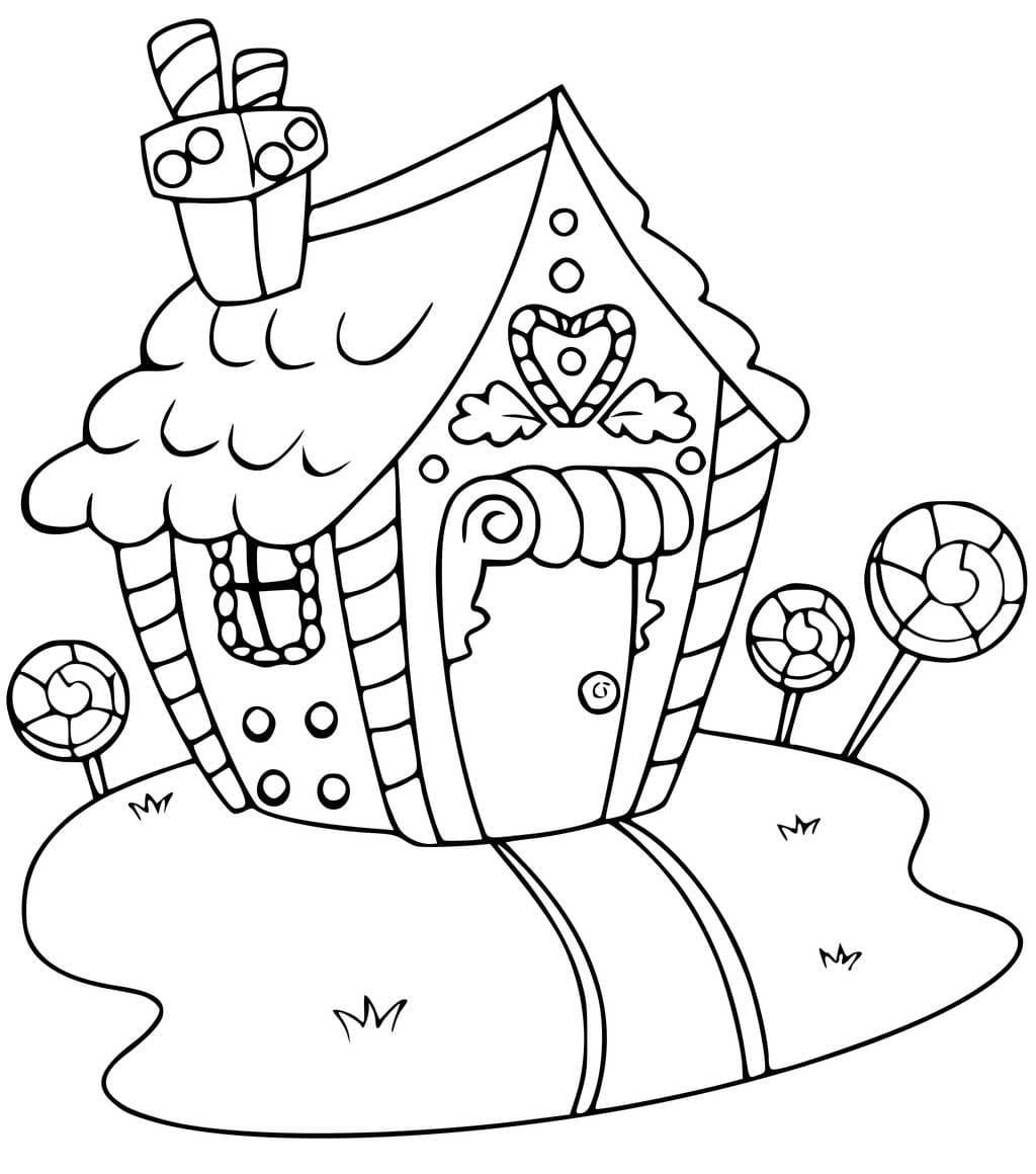 Desenho de Casa de Gengibre Engracada para Colorir
