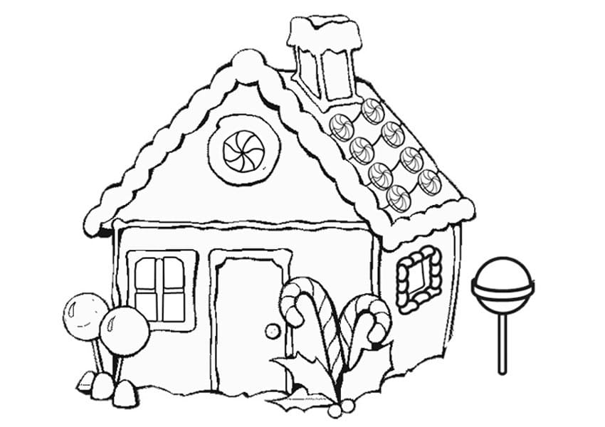Desenho de Casa de Gengibre para Crianças para Colorir