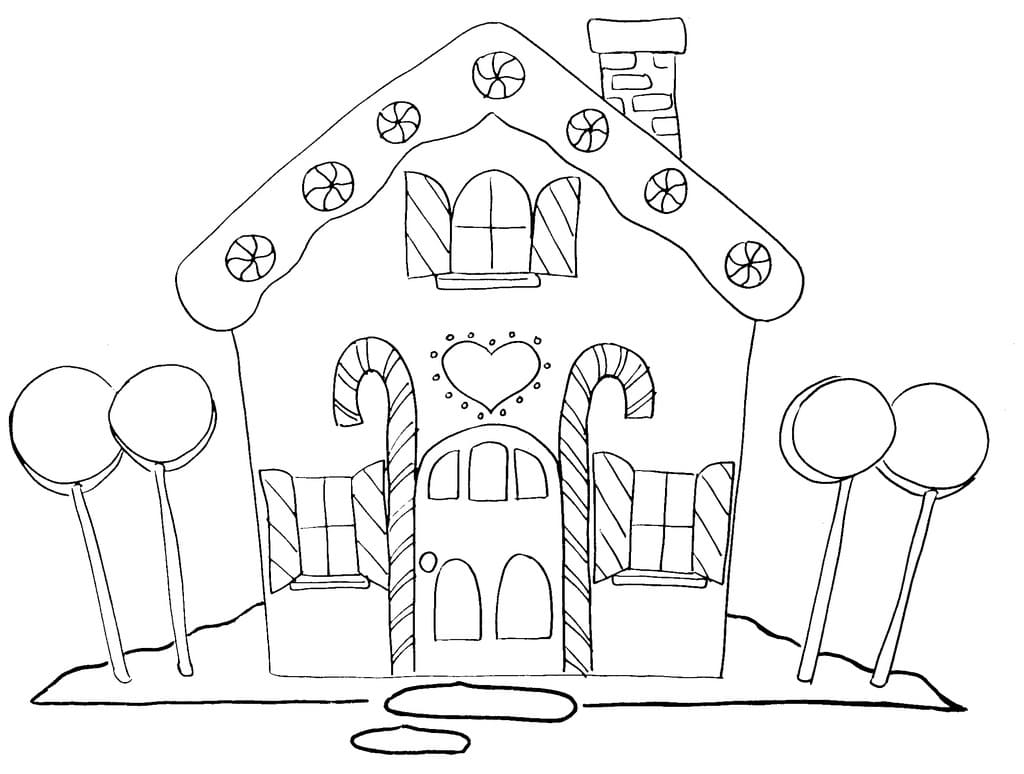 Desenho de Casa de Gengibre para o Natal para Colorir