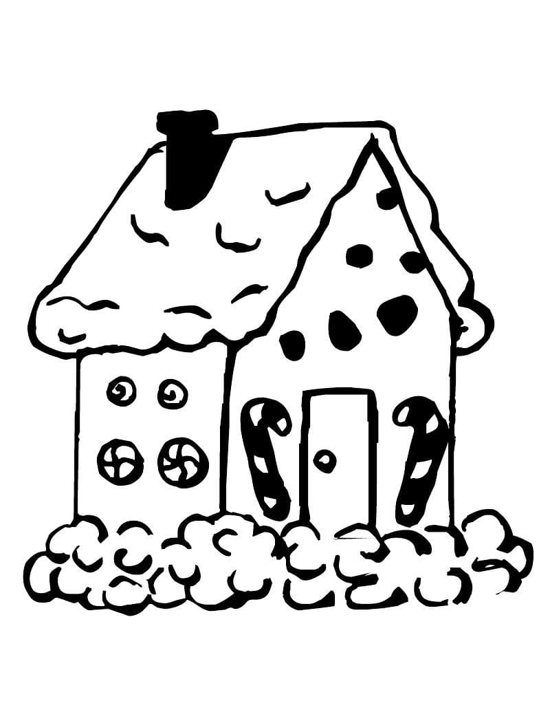 Desenho de Casa de Gengibre Pequena para Colorir