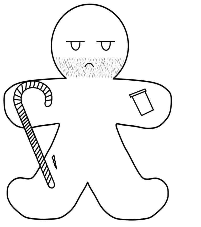 Desenho de Homem de Gengibre com Raiva para Colorir