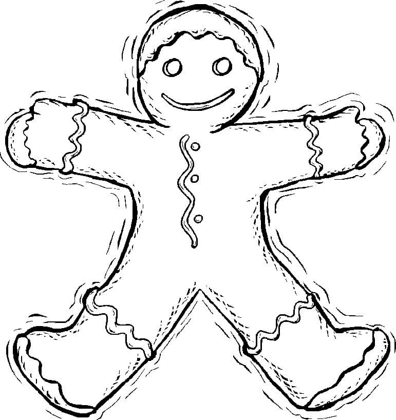 Desenho de Homem de Gengibre Sorridente para Colorir