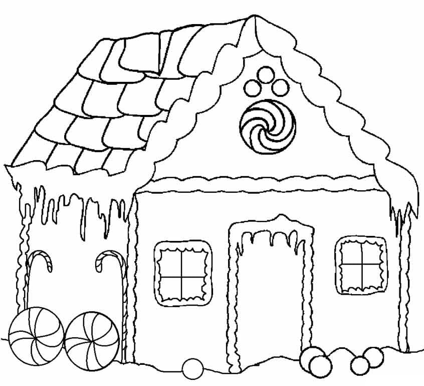 Desenho de Natal de Casa de Gengibre para Colorir