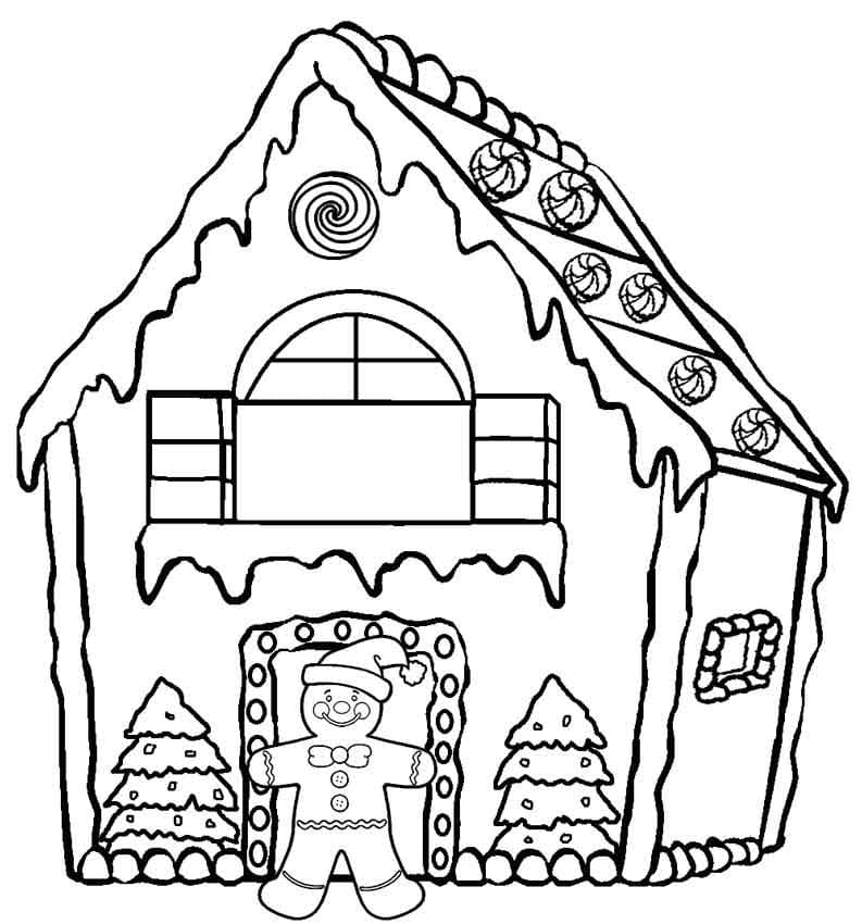 Desenho de uma Casa de Gengibre para Colorir