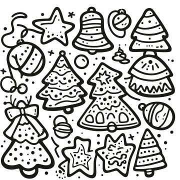 Desenho de Muitos Biscoitos de Natal para Colorir