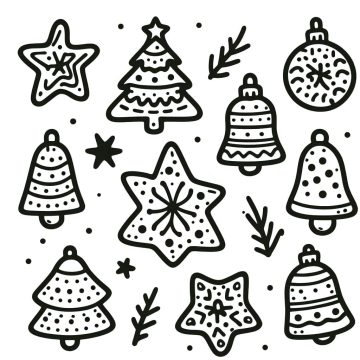 Desenho de Pequenos Biscoitos de Natal para Colorir