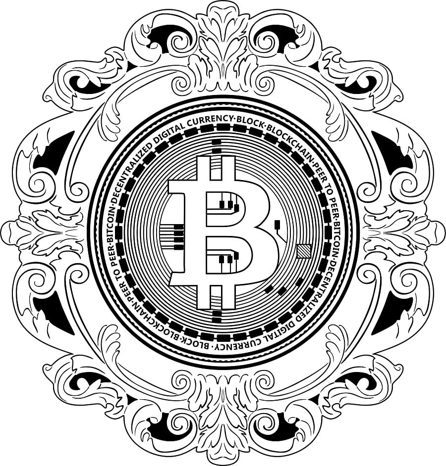 Desenho de Bitcoin Grátis para Imprimir e Colorir