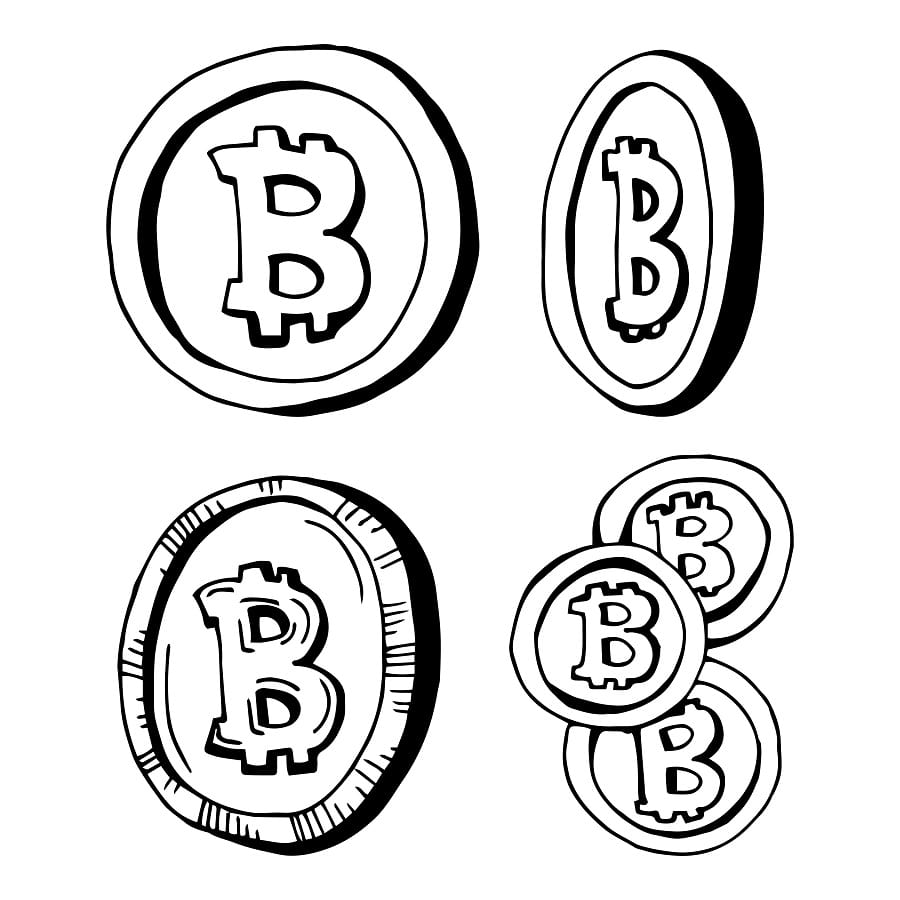 Desenho de Bitcoin Imprimivel para Imprimir e Colorir