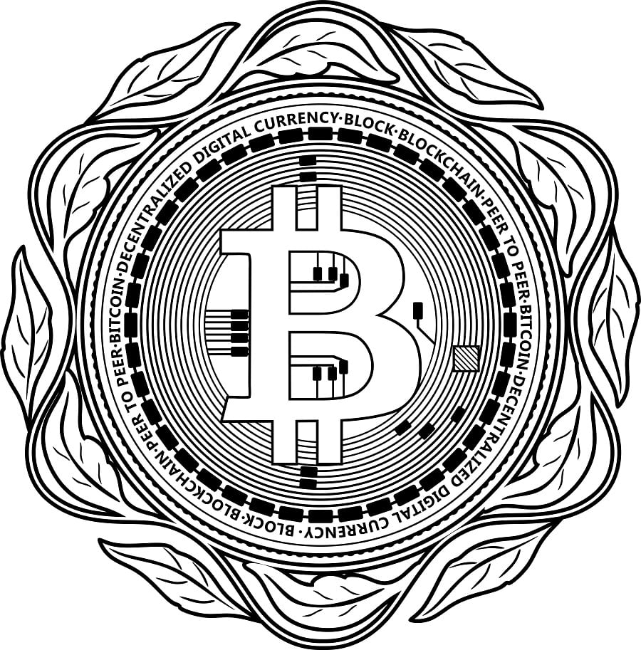 Desenho de Bitcoin para Colorir Imprimivel
