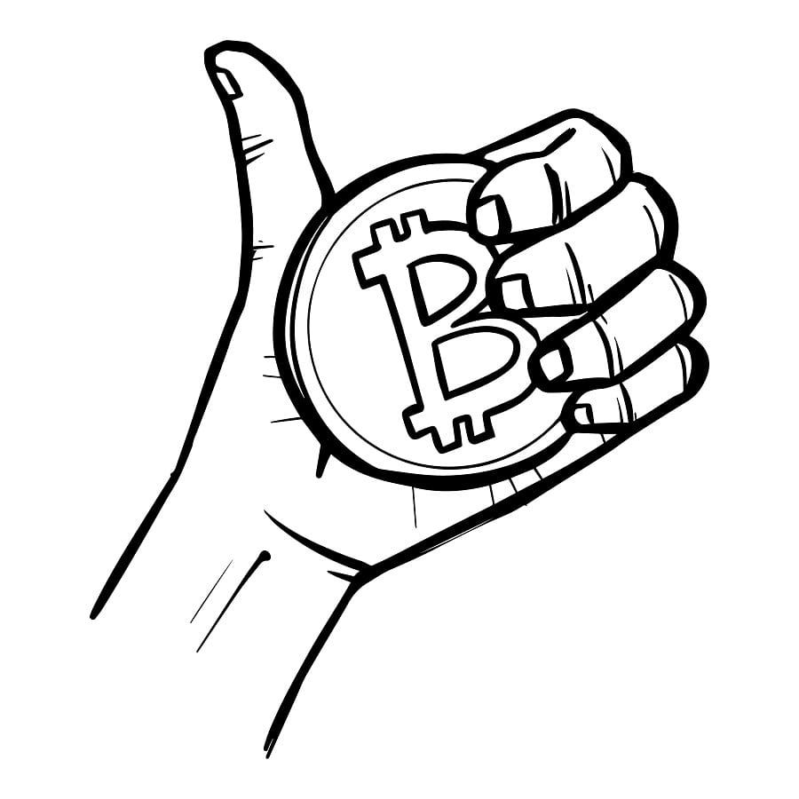 Desenho de Dinheiro Bitcoin Imprimivel Pdf para Colorir