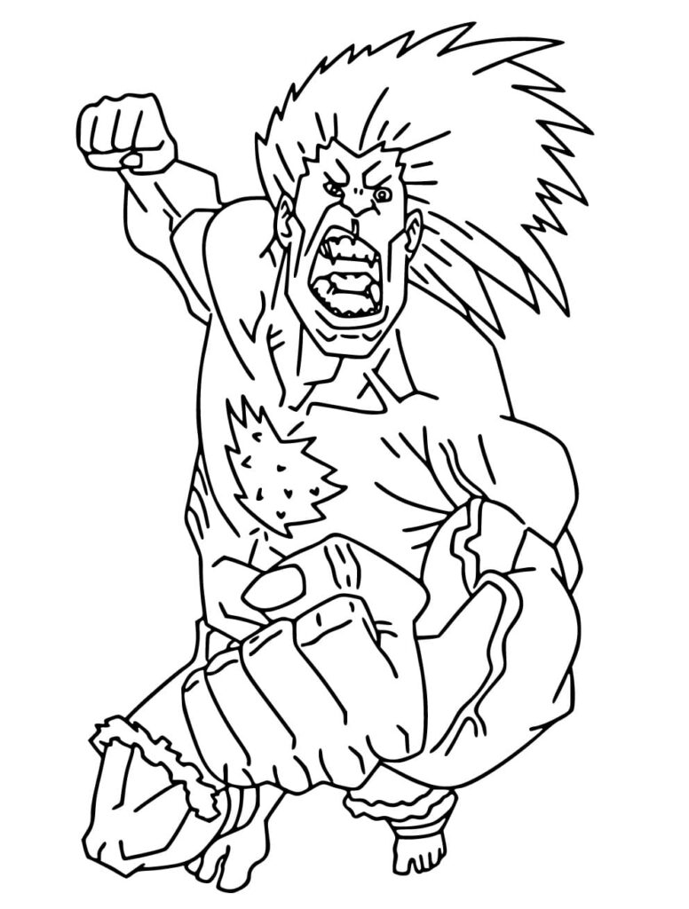 Desenho de Blanka Muito Lutando para Colorir