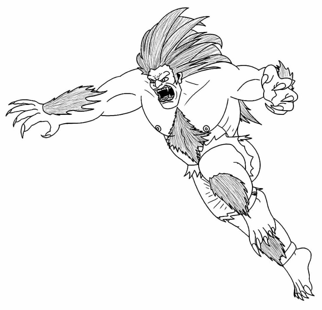 Desenho de Blanka Street Fighter para Colorir