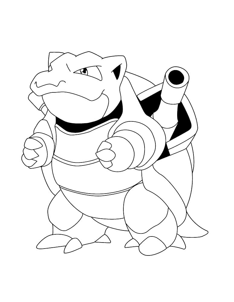 Desenho de Pokemon Blastoise com Detalhes para Colorir e Imprimir