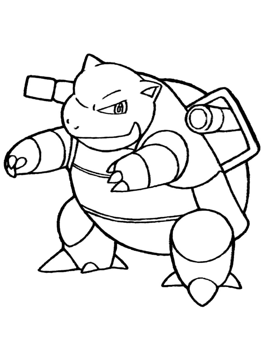 Desenho de Pokemon Blastoise para Colorir com Tinta Guache e Lápis de Cor