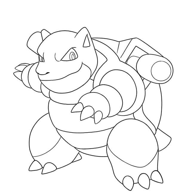 Desenho de Pokemon Blastoise Poderoso para Colorir e Imprimir em Pdf