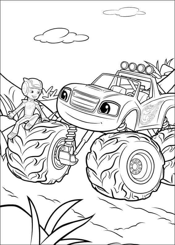Desenho de Aj com Blaze para Colorir