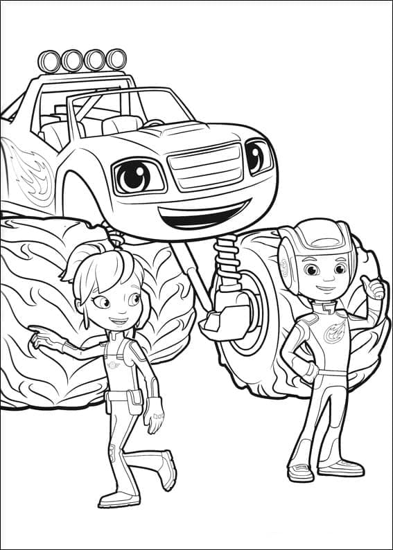 Desenho de Gabby Aj e Blaze para Colorir