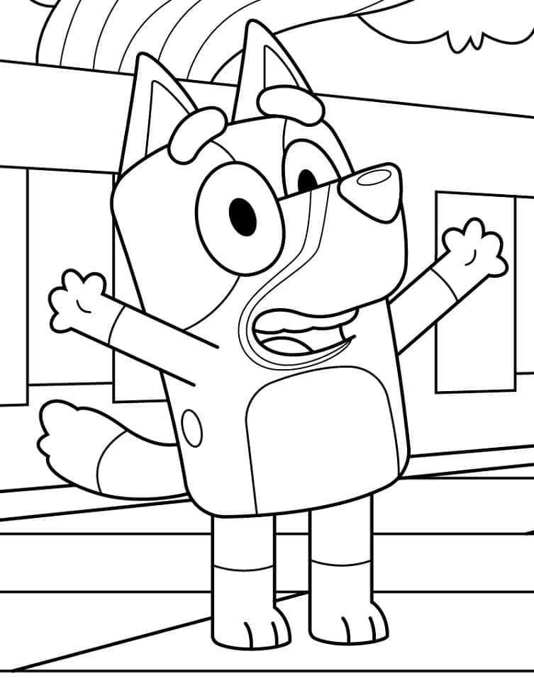 Desenho de Bluey Feliz para Colorir