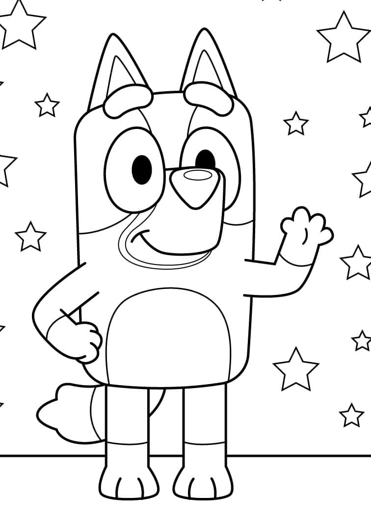 Desenho de Bluey Fofa para Colorir