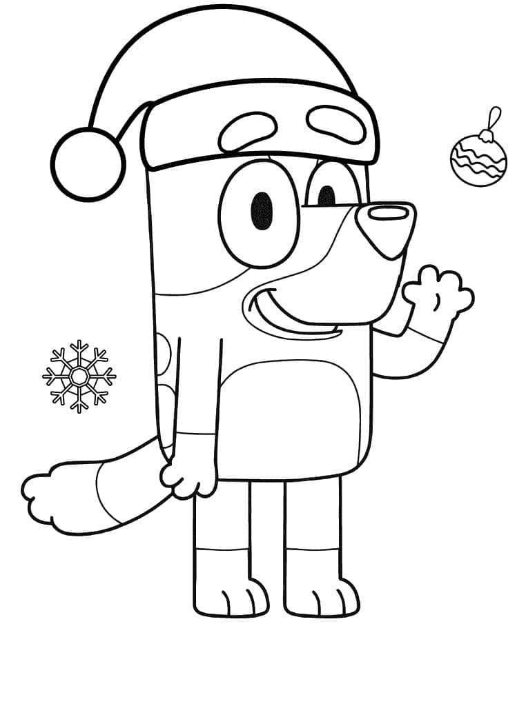Desenho de Bluey no Natal para Colorir