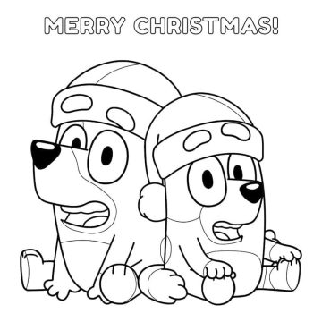 Desenho de Feliz Natal Bluey para Colorir
