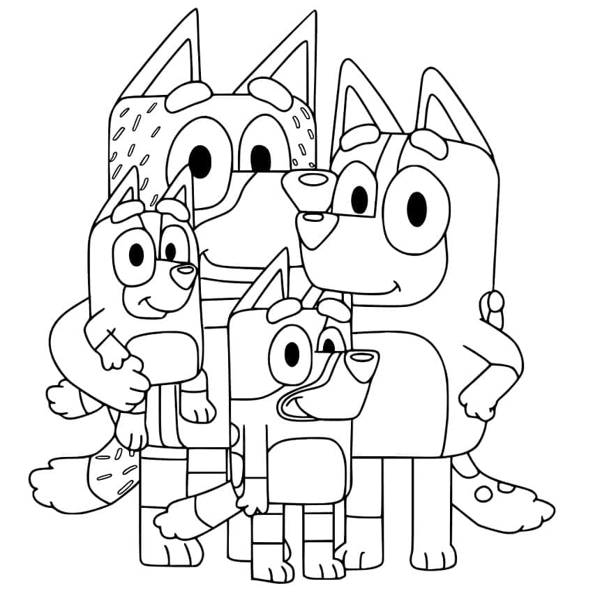 Desenho Família de Bluey para Colorir