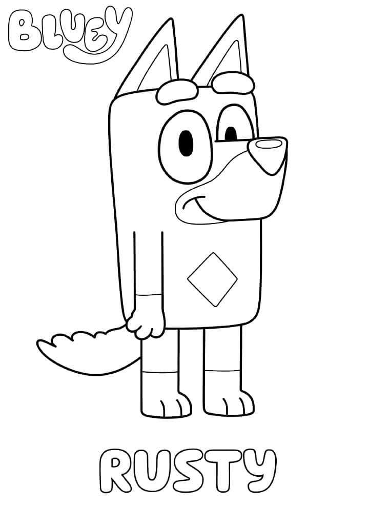 Desenho Rusty de Bluey para Colorir