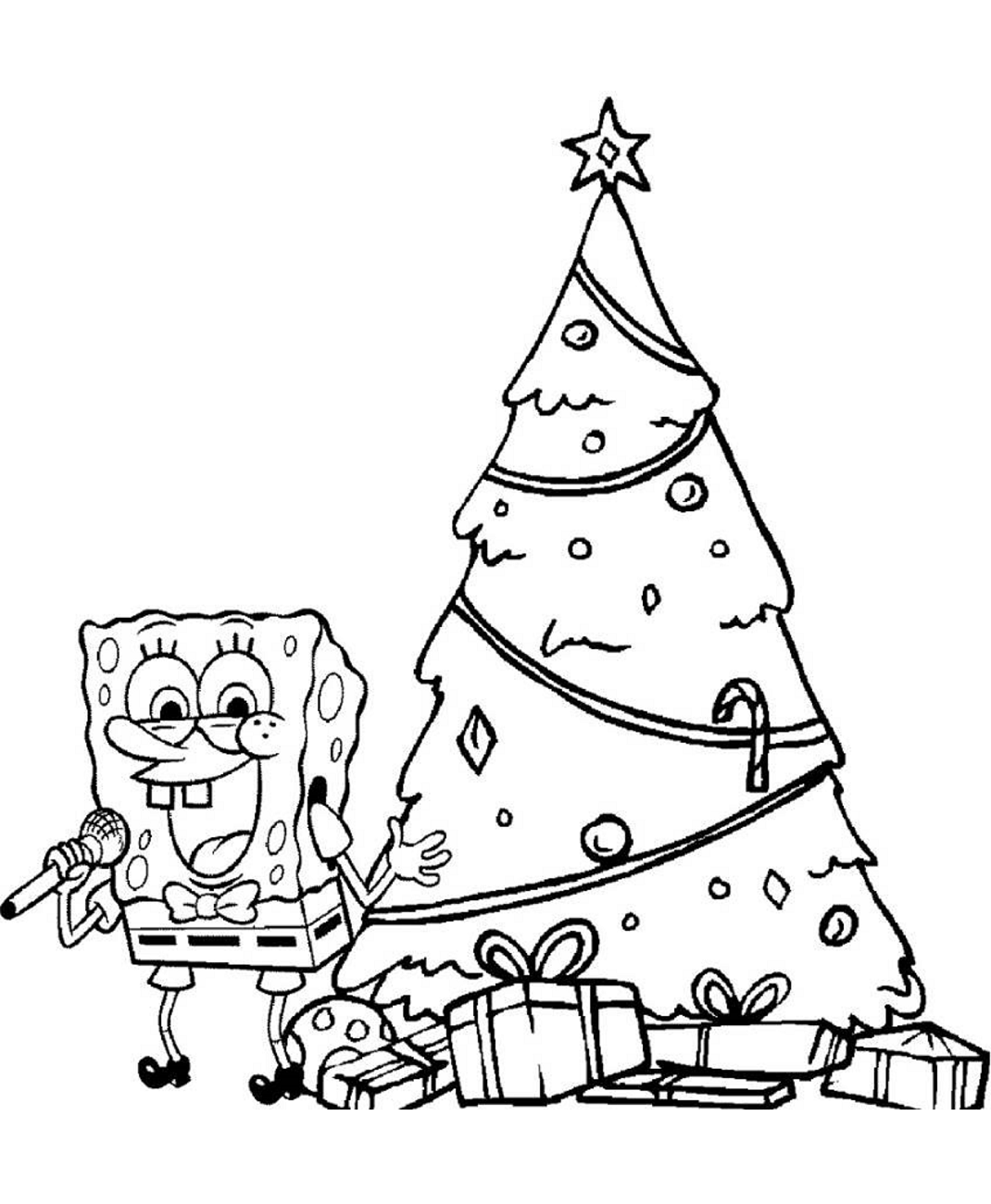 Desenho de Árvore de Natal do Bob Esponja para Pintar