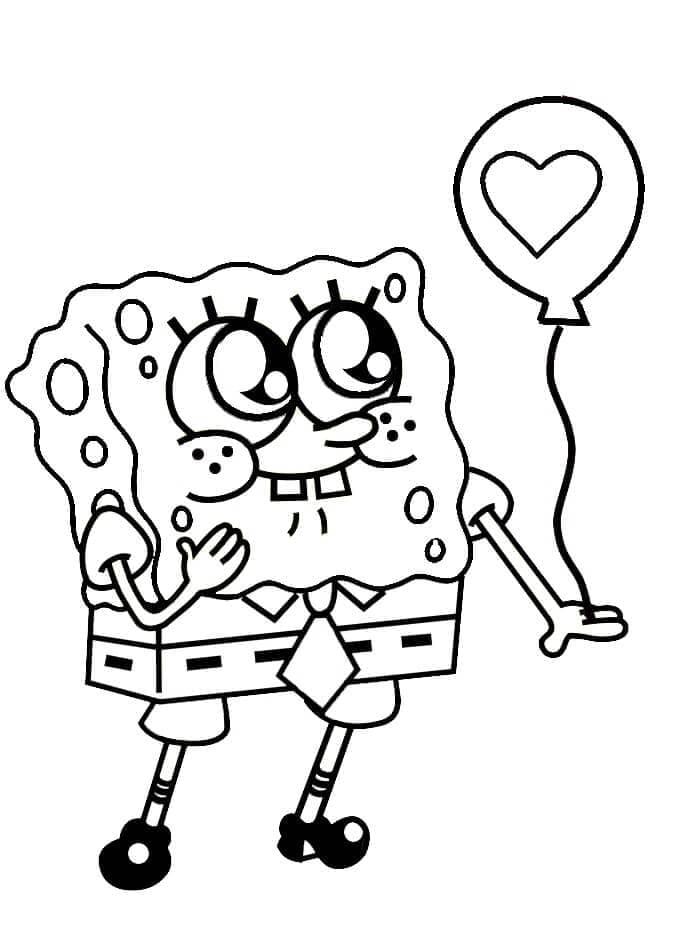 Desenho de Bob Esponja com Balão para Colorir