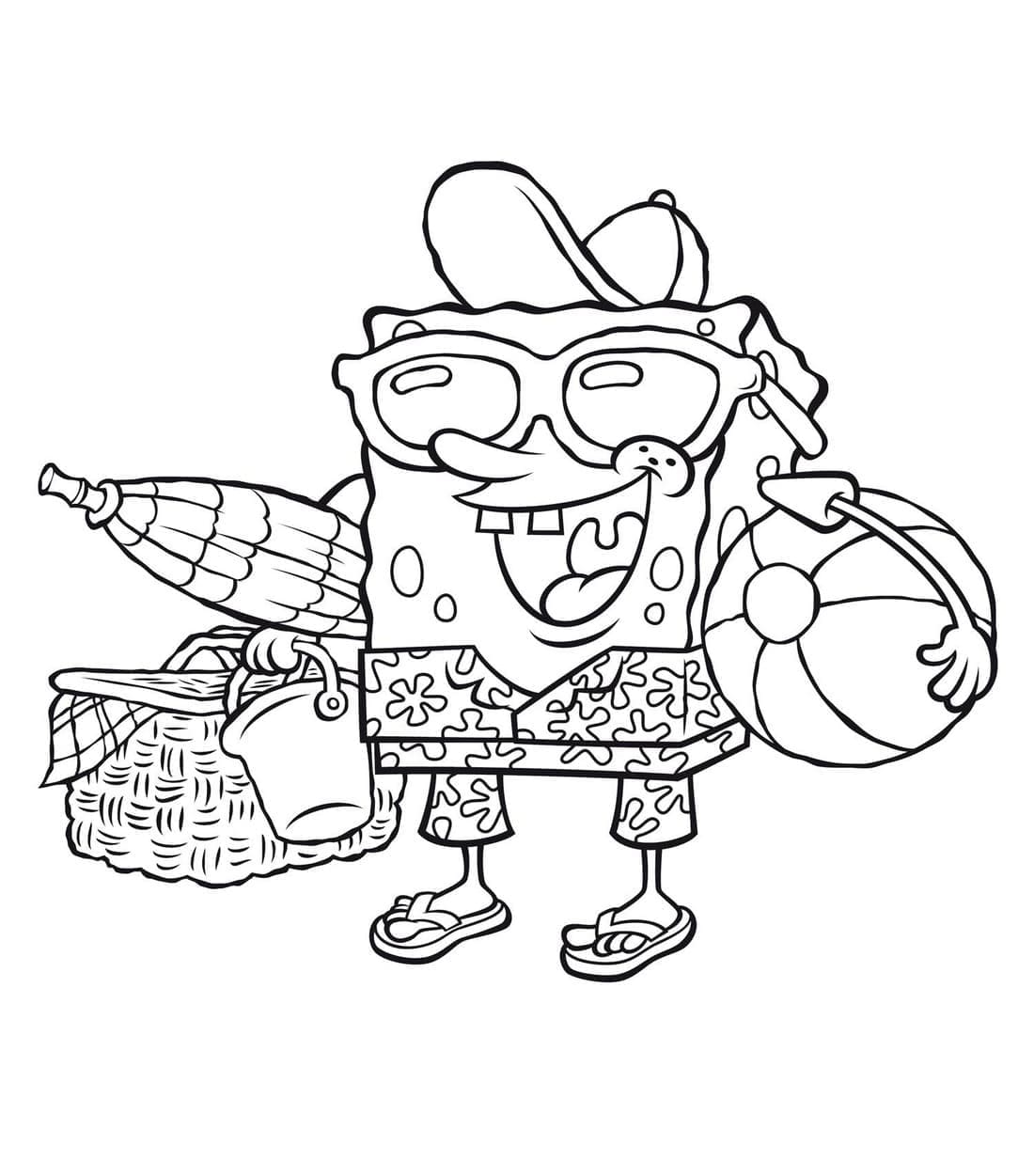 Desenho de Bob Esponja de Férias para Colorir