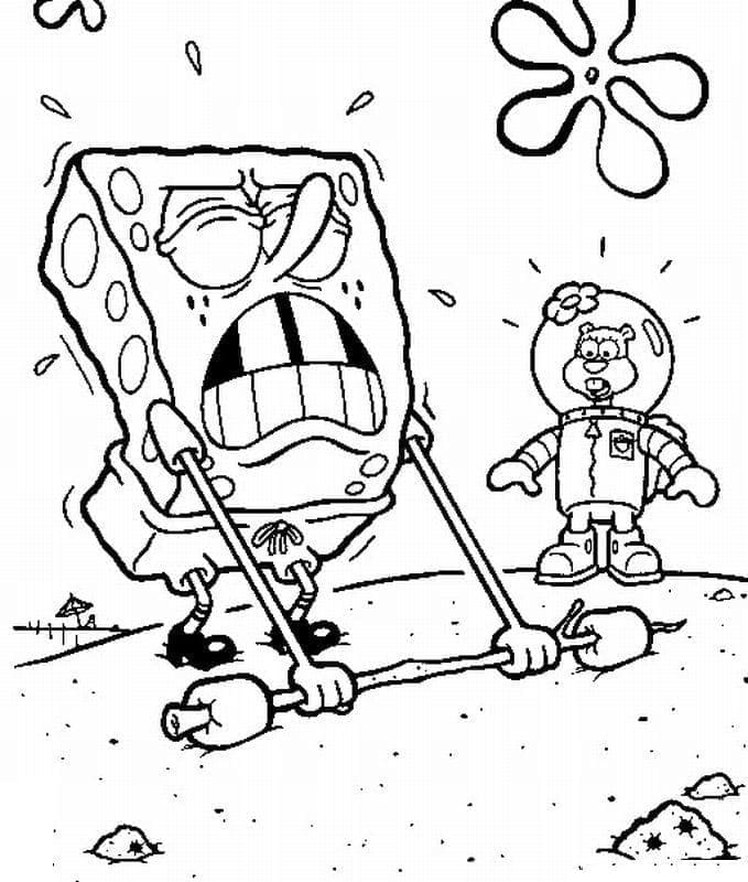 Desenho de Bob Esponja Malhando Pesado para Colorir