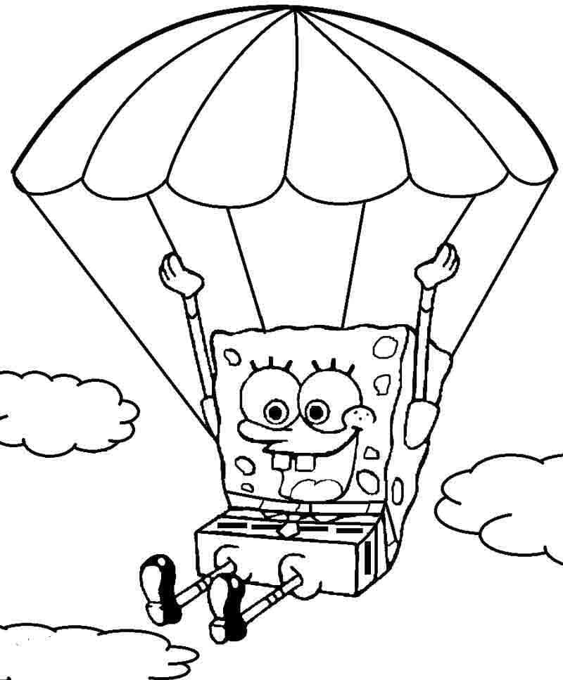 Desenho de Bob Esponja no Céu para Colorir