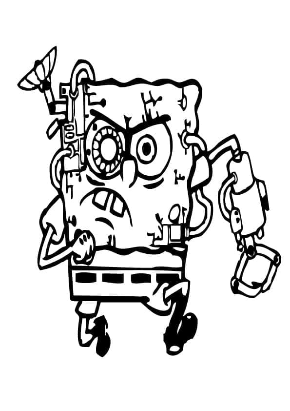 Desenho de Bob Esponja o Robô para Colorir